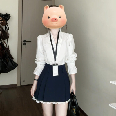 白色衬衫连衣裙子女秋冬