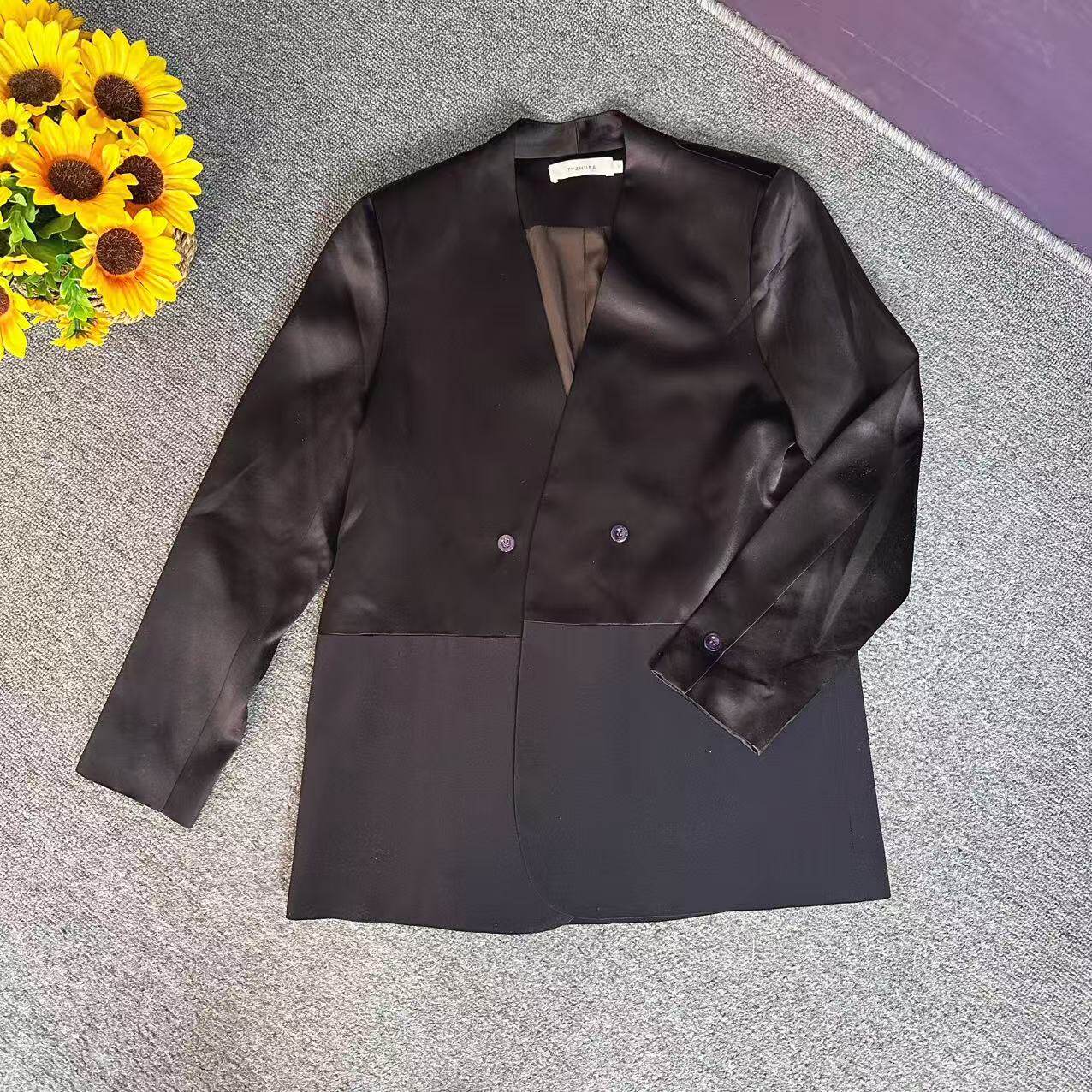 蘑菇英国代购 TYZHURA 特价  26早春 深紫色西服外套