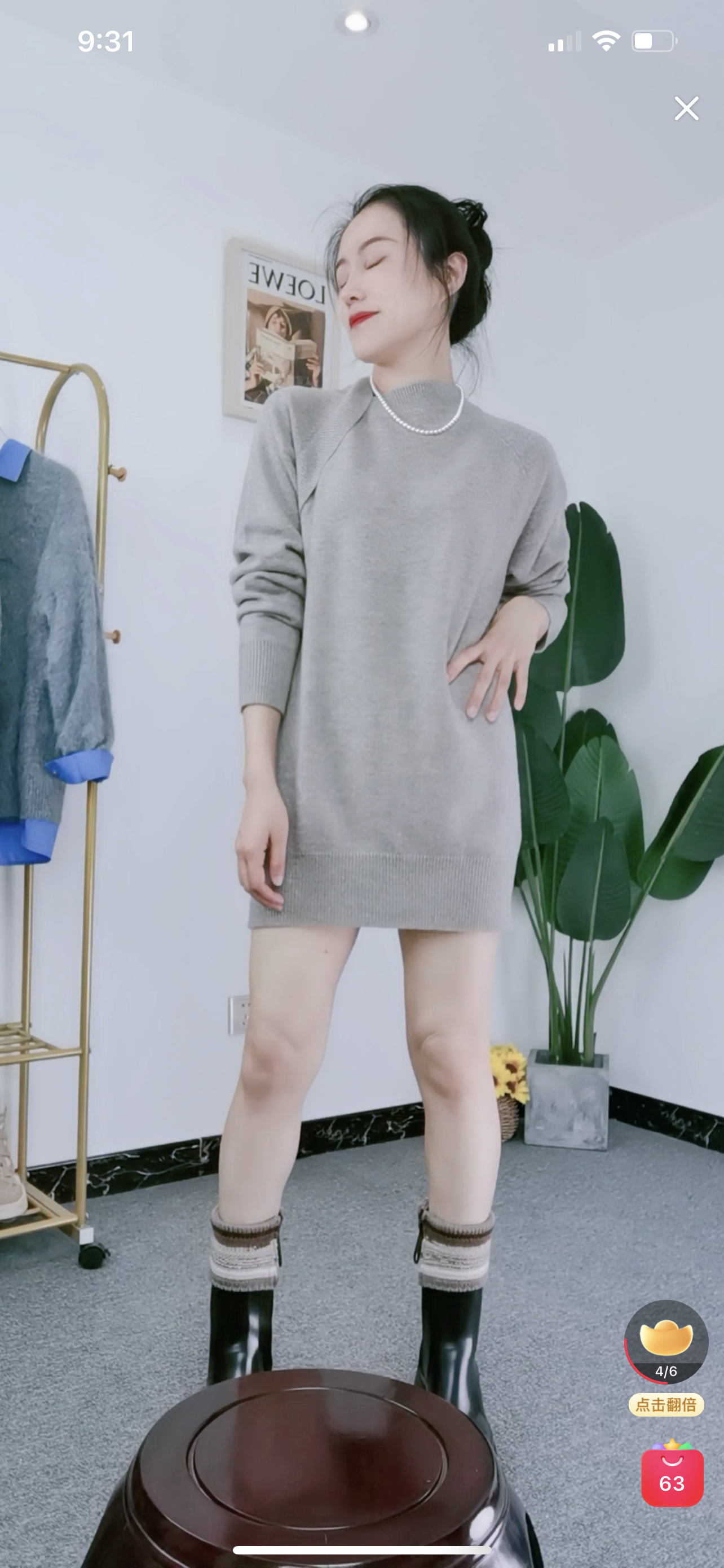 蘑菇英国代购 TYZHURA  特价 燕麦色水滴领羊绒衫 S码胸围102