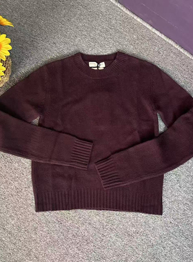 蘑菇英国代 B*V 浆果紫色针织圆领羊绒衫 40码胸围94