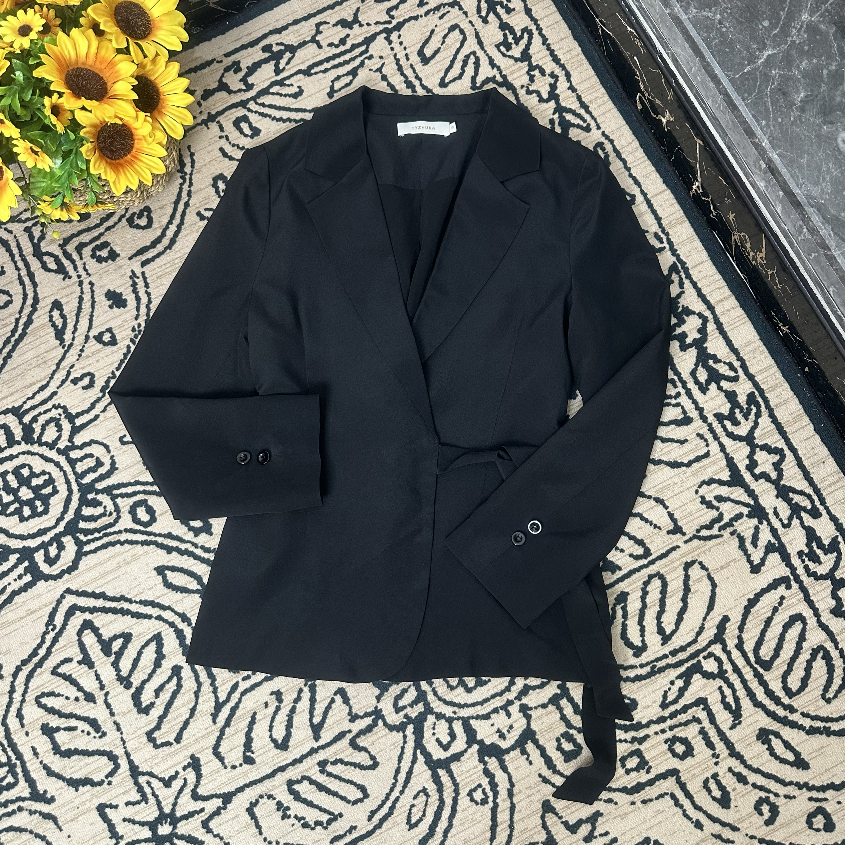 蘑菇英国代 Tyzhura 25早秋 黑色重磅真丝休闲西服、西装外衣