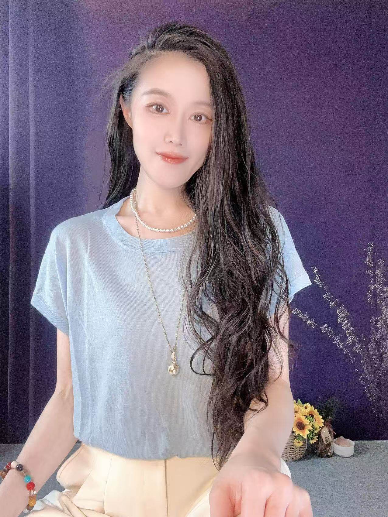 蘑菇英国代购 TYZHURA 特价  26早春 雾霾蓝色针织衫