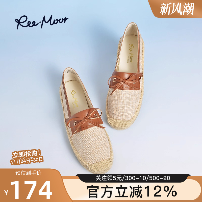 reemoor单鞋蝴蝶结渔夫鞋