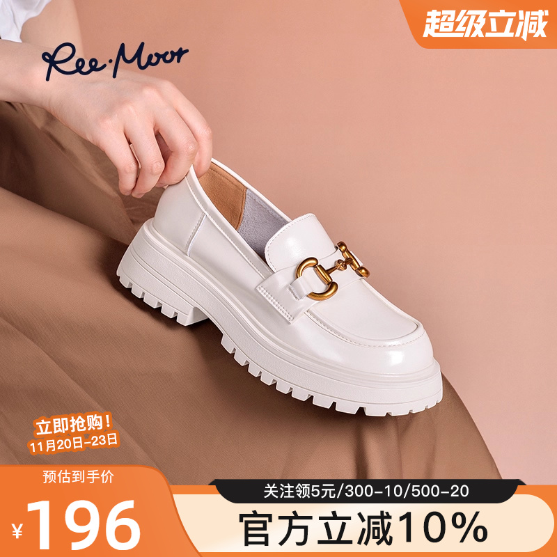 2025新款黑色厚底复古英伦风JK小皮鞋乐福鞋女鞋一脚蹬粗跟睿慕