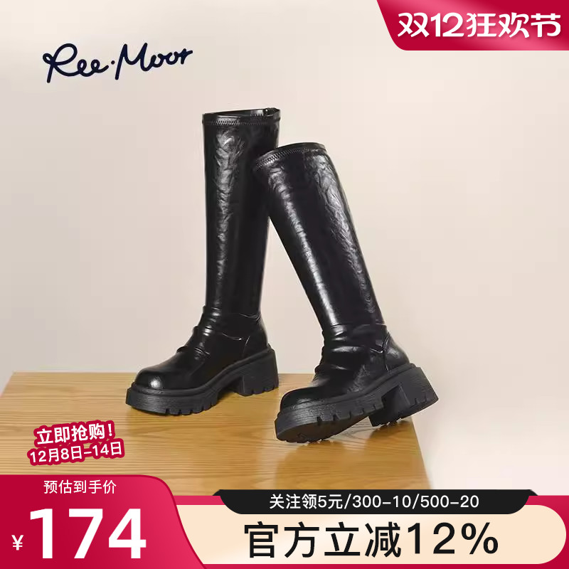 reemoor2024冬季新款粗跟靴