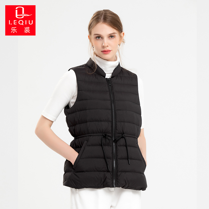 乐裘2025冬季新款羽绒马甲女白鹅绒马夹立领百搭外穿时尚保暖女装