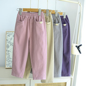 儿童纯色裤 春冬新款 子 简约舒适男女童纯棉长裤 中大童休闲裤