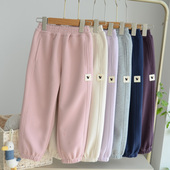 棉布裤 儿童运动裤 春季 中大童休闲舒适长裤 子 男童女童加厚单裤