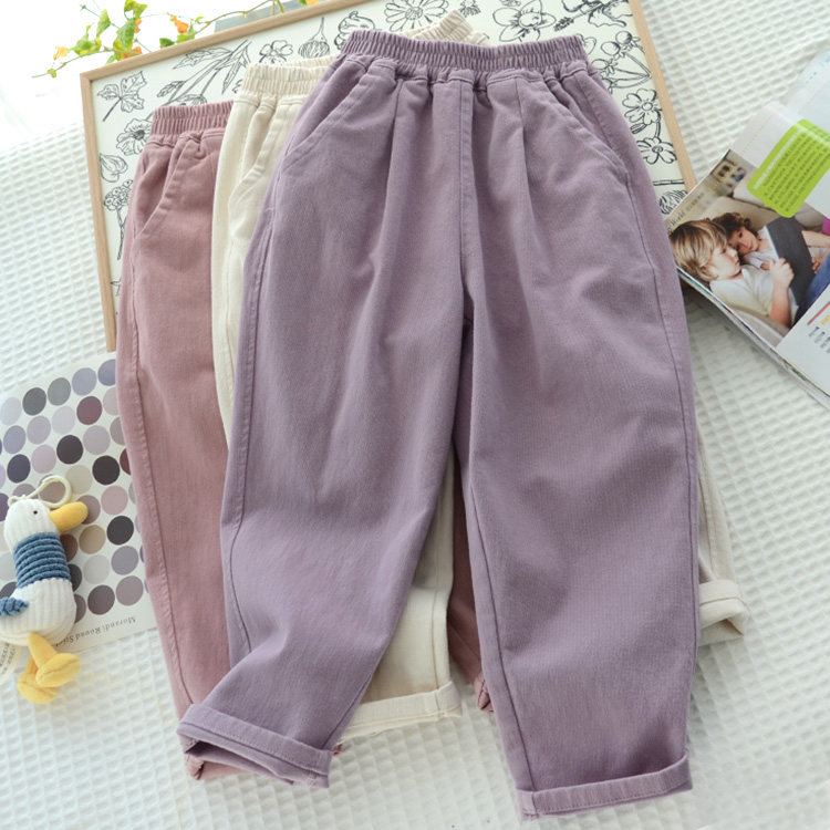 儿童休闲裤 春季新款纯棉长裤 男女童简约百搭裤子 中大童棉布裤