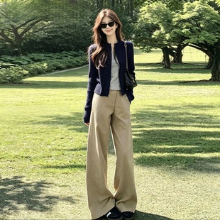 气质老钱风宽松直筒牛仔裤女款新款2026流行爆款高腰显瘦阔腿裤子