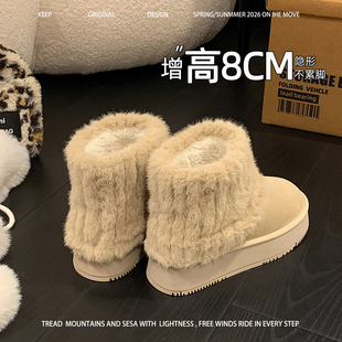 毛毛加绒加厚保暖雪地靴女款冬季棉鞋2025超火防水防滑厚底中筒靴