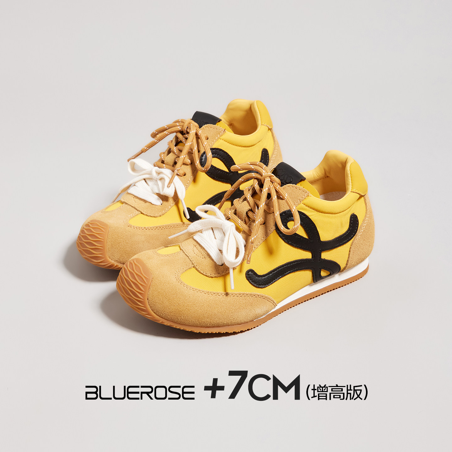 黄色鞋子透气德训鞋女2026春夏新款内增高厚底巨好看阿甘休闲单鞋