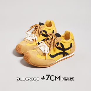 内增高厚底巨好看软底阿甘休闲单鞋 黄色鞋 新款 女2026春季 子德训鞋