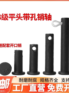 GB882黑色平头带孔销轴圆柱带孔销钉插销定位销M6M8M10-M30M35M40