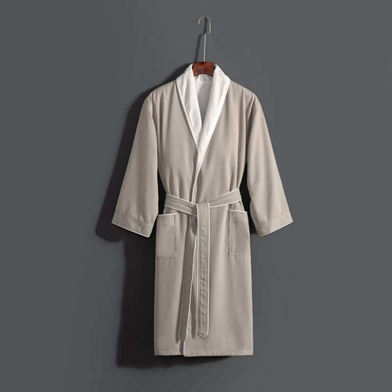 五星级酒店浴袍男女长款情侣睡袍冬比吸水速干加厚双层商务灰S码