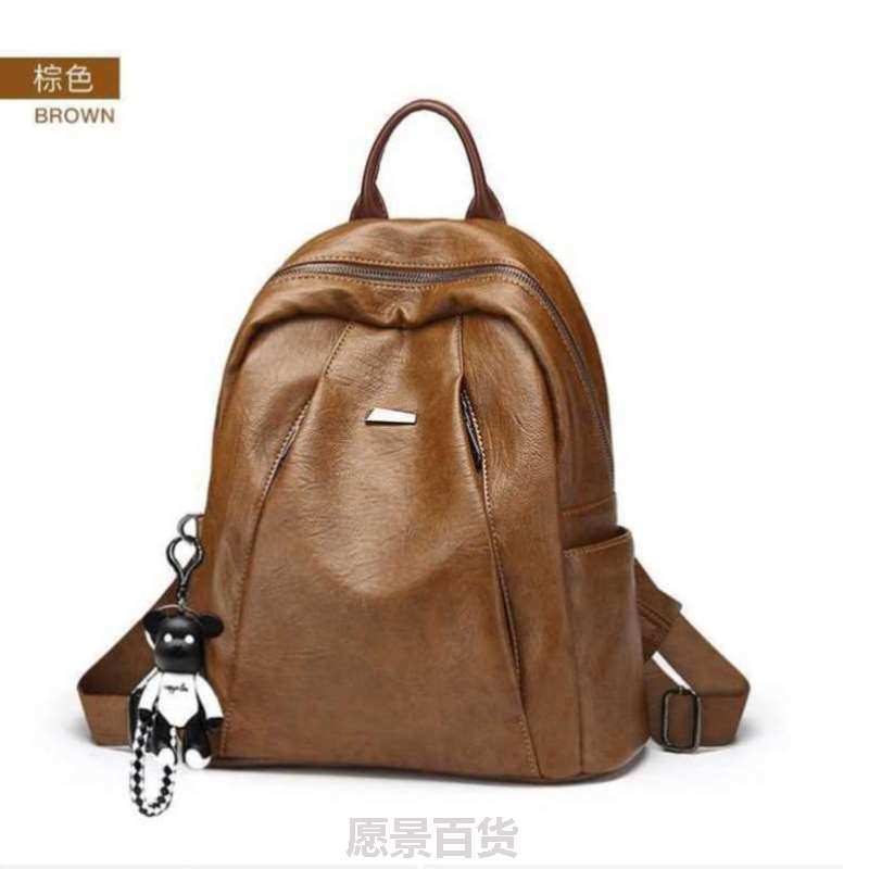 双肩简约搭2021双肩包韩版百潮流女.新款u0026ru0026皮质女软超