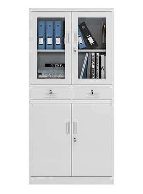 格斯图GUSTA文件柜中二抽玻璃柜档案柜储物柜铁皮资料柜860*390*1