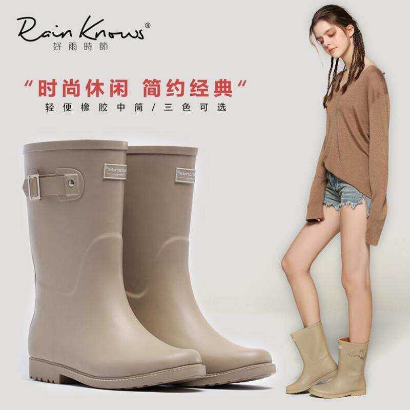 好雨时节帅气女靴防水中筒雨鞋水鞋套鞋时尚橡胶舒适雨靴四季款马
