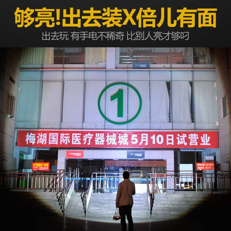 神鱼SHENYU强光手电筒可充电式超亮远射可变焦调焦户外家用露营照