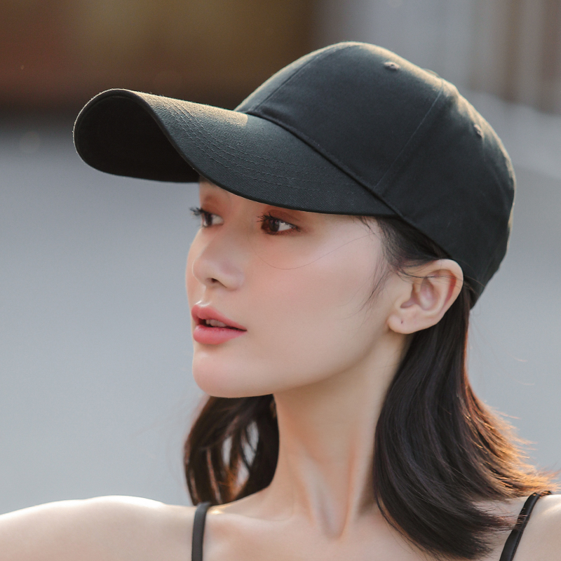 黑色帽子女网红加长帽檐鸭舌帽遮阳防晒出游太阳帽白色棒球帽夏季