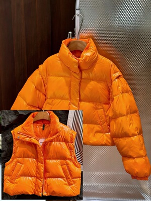 2025新款女士两穿羽绒服+马甲背心短款立领加厚保暖外套80鹅绒