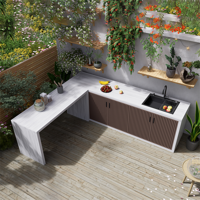 岛台户外操作台大理石洗手台储物柜厨房花园庭院定制拐角天然石材