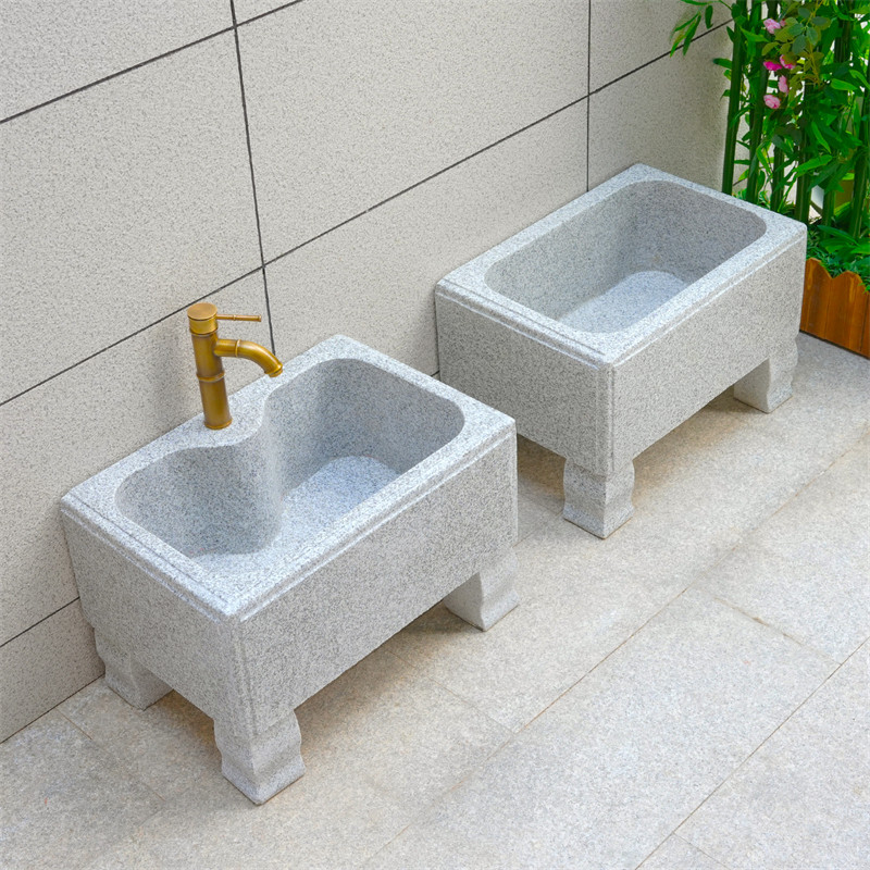 石头拖把池阳台室外花园水槽大理石水池墩布池石材户外庭院拖布池