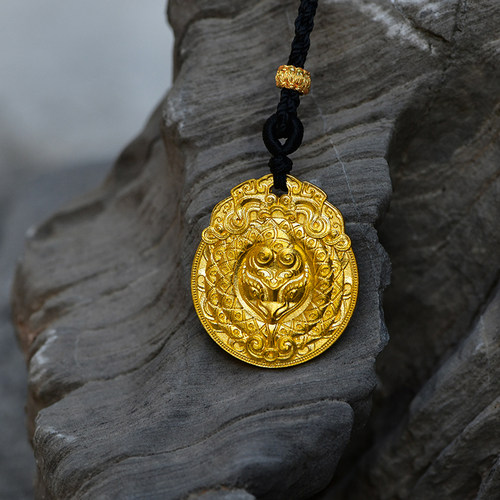 金米黄金纯金吊坠生肖圆牌