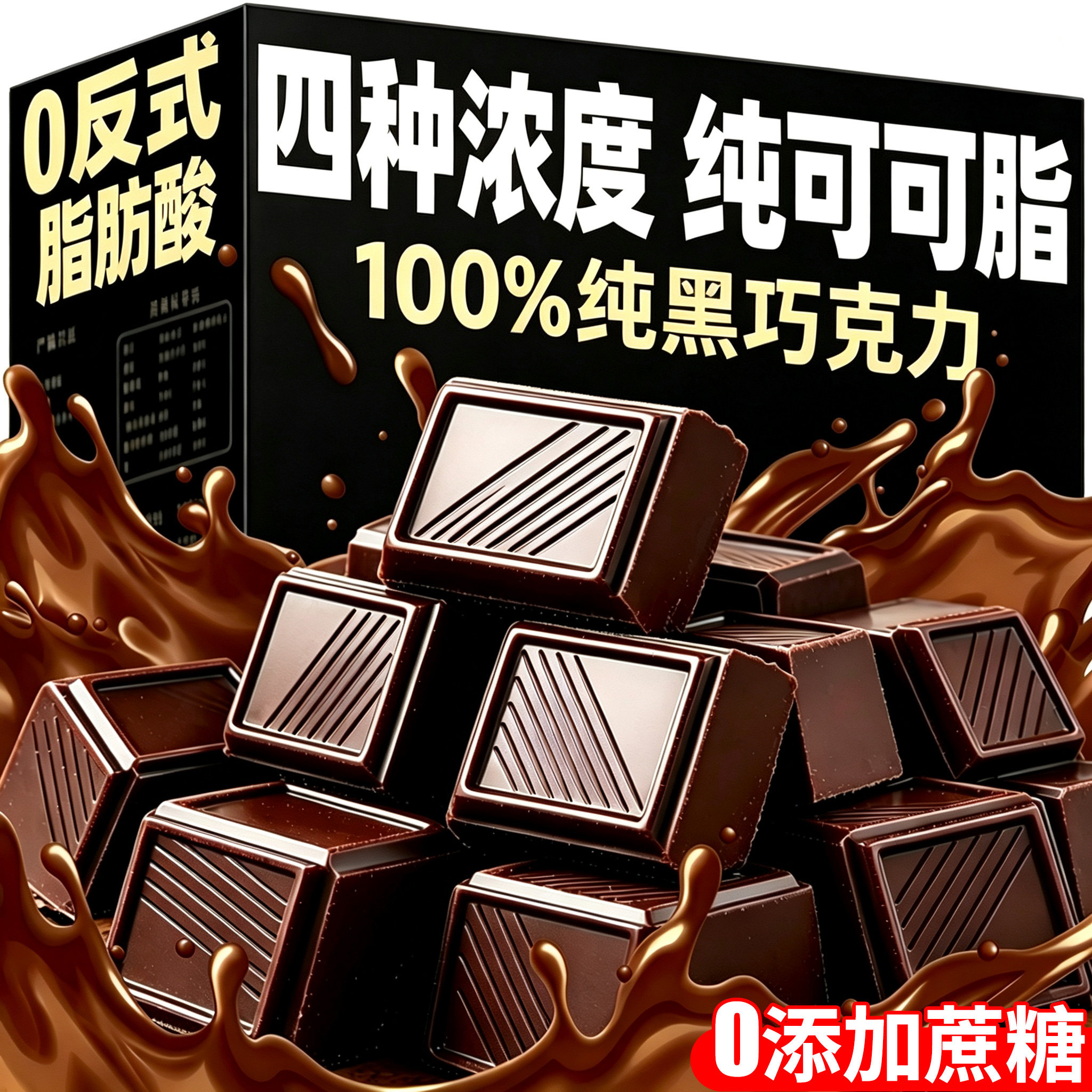 0添蔗糖！饱腹100%甄黑巧克力