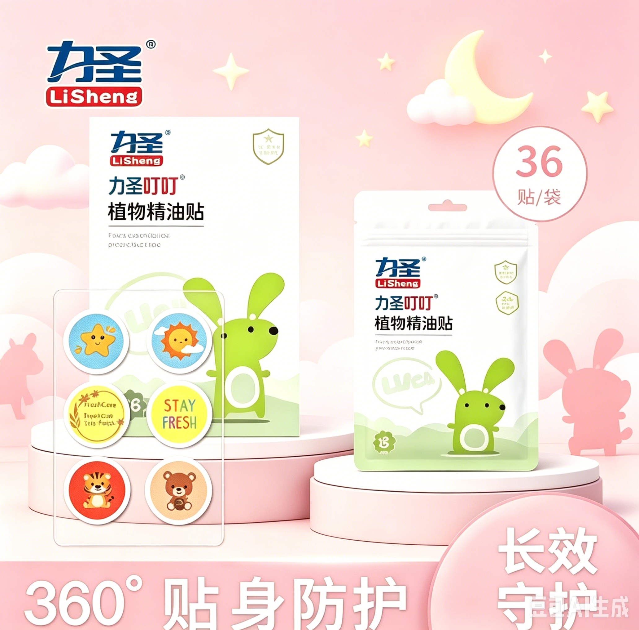 【力圣】植物精油贴户外长效防护安全有效随身贴全家适用