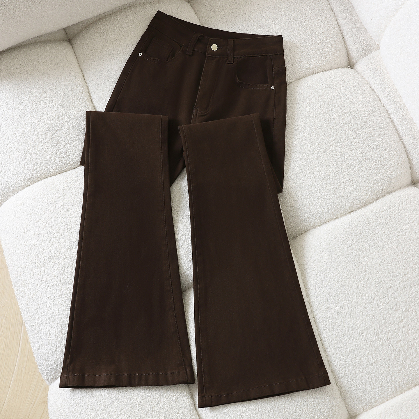 it :CHOCOOLATE黑色紧身微喇牛仔裤女2026新款高腰显瘦弹力喇叭裤