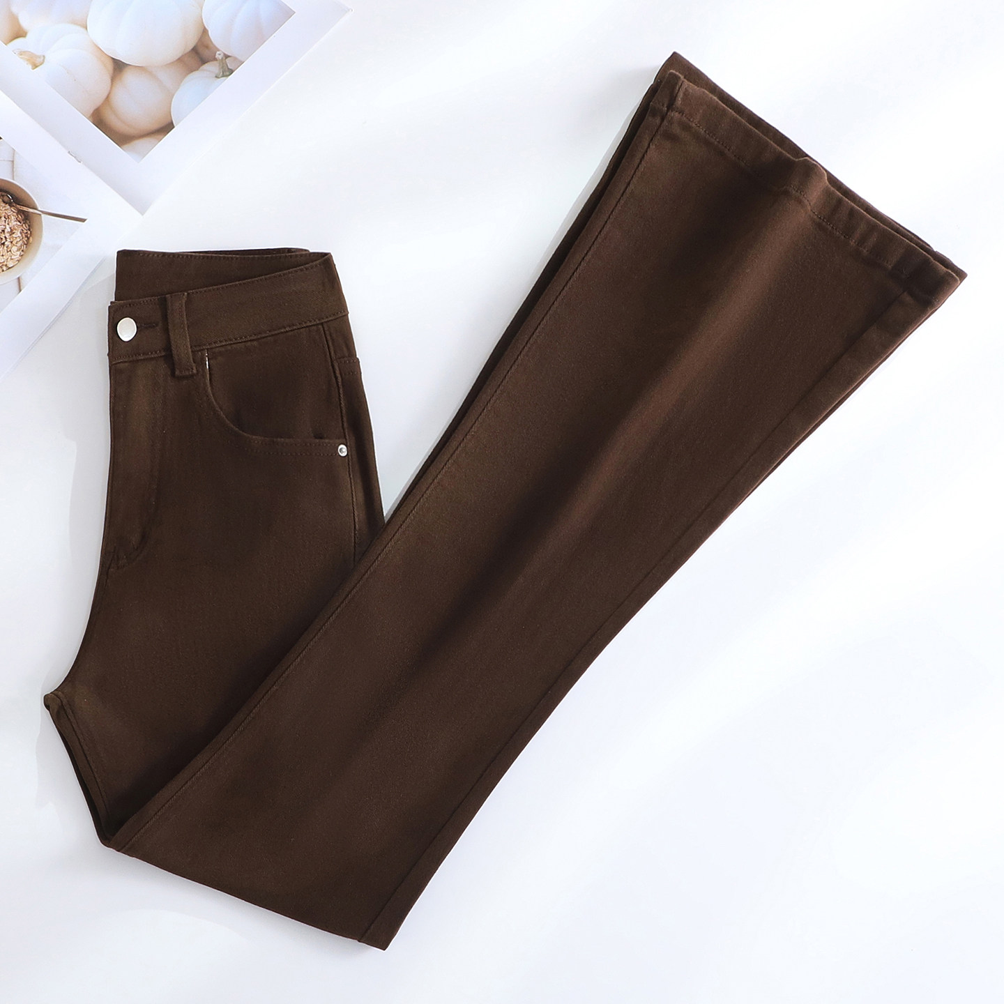 it :CHOCOOLATE复古紧身微喇牛仔裤女高腰修身显瘦弹力拖地喇叭裤