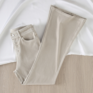 it :CHOCOOLATE「四面弹」浅色微喇牛仔裤女高腰显瘦弹力喇叭裤子
