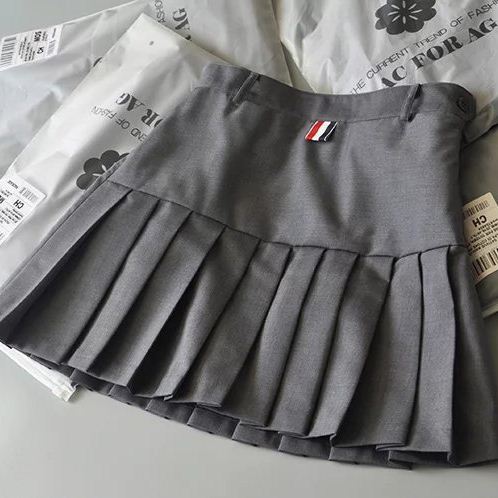春夏新款ins风高腰学院风西装料TB百褶裙A字裙半身裙短裙裤女2019