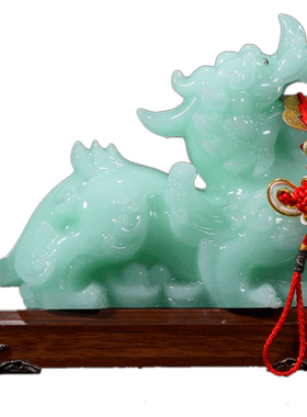 玉石皮丘客厅玄关送开貔貅摆件