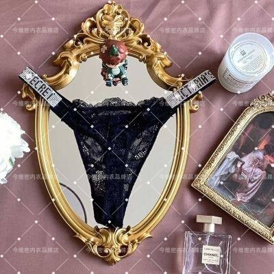 今维密内裤女水钻字母薄款性感无痕提臀中腰蕾丝丁字裤/三角裤