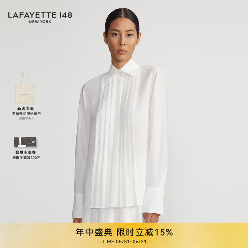 Lafayette压褶长袖衬衫