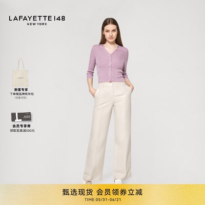 LAFAYETTE148/拉飞逸罗纹短款针织开衫