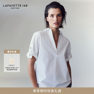 LAFAYETTE148/拉飞逸高支高密棉府绸H型卷袖衬衫