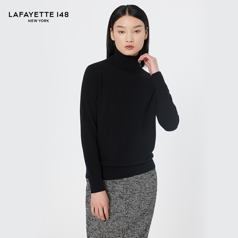 拉飞逸高领羊绒针织上衣