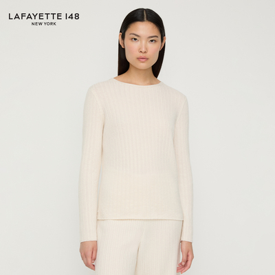 【26早春新款】LAFAYETTE148/拉飞逸轻薄肌理感羊绒针织上衣