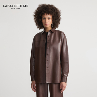 夹克外套 式 LAFAYETTE148 拉飞逸皮质廓形衬衫