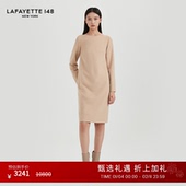LAFAYETTE148 拉飞逸驼绒薄呢船领长袖 连衣裙