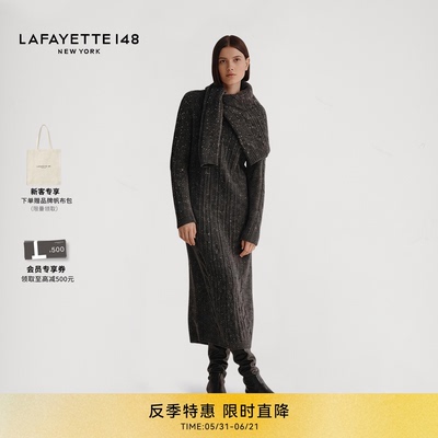 LAFAYETTE148/拉飞逸多尼戈尔粗棒针织羊绒连衣裙