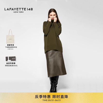 LAFAYETTE148/拉飞逸立领茧型羊绒针织上衣