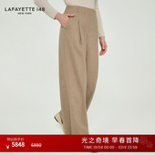 LAFAYETTE148 26早春新款 拉飞逸羊毛呢法兰绒阔腿通勤长裤