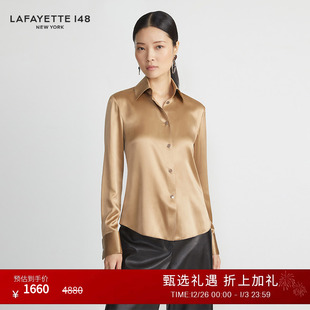 衬衫 LAFAYETTE148 拉飞逸重磅桑蚕丝素绉缎修身