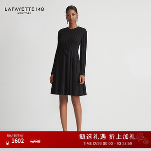 LAFAYETTE148 高腰连衣裙 拉飞逸外缝拼接长袖