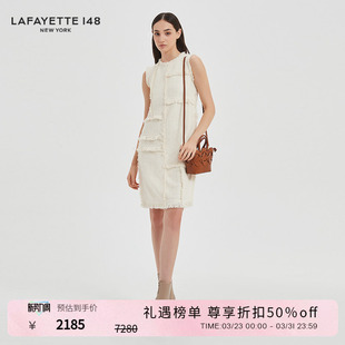 连衣裙 流苏拼接圆领无袖 LAFAYETTE148 拉飞逸