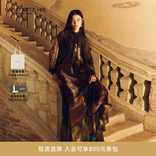 LAFAYETTE148/拉飞逸拉夫领桑蚕丝油画印花衬衫